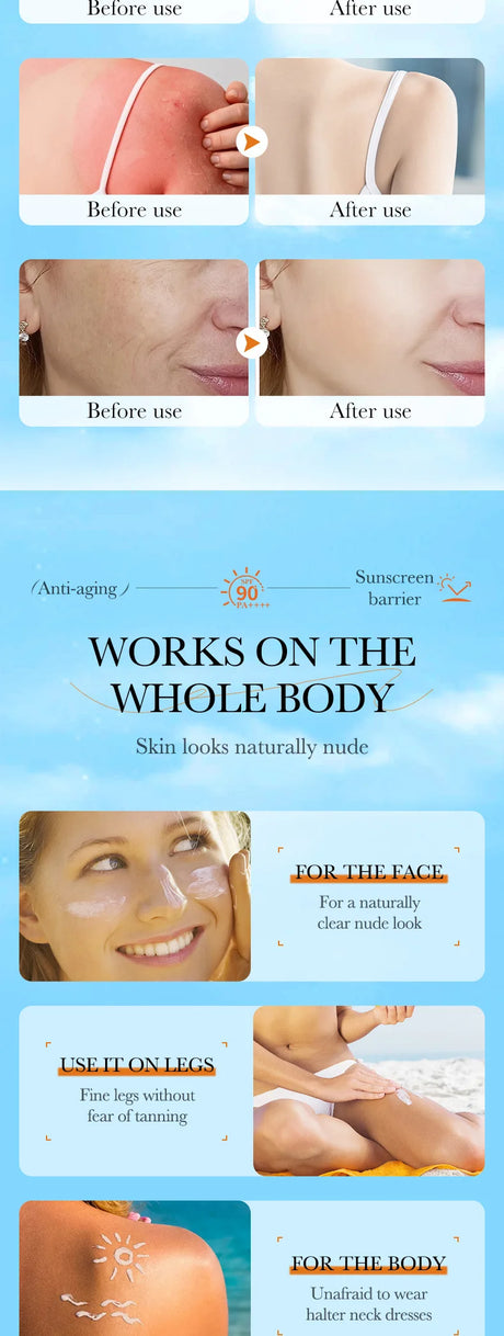 Super 220ml Aloe+Vitamin E Body And Face Sunscreen Lotion SPF 90 PA++++Whole Body Use Protect + Hydrate Moisturizing