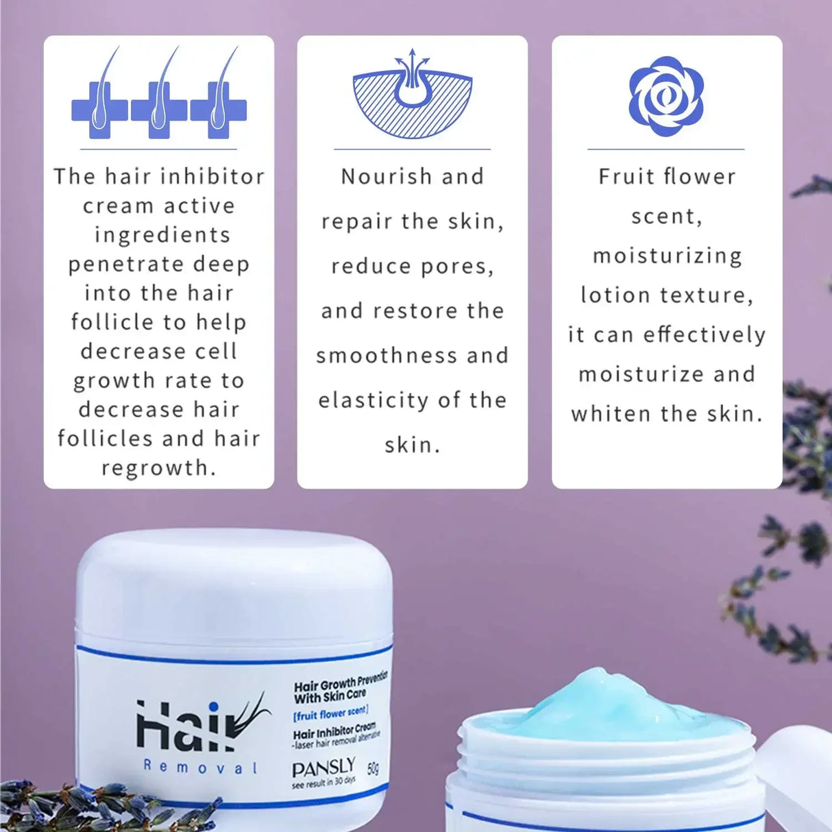 50g Hair Removal Cream for Unisex Reduce Hair Growth Removal Permanent Cream Beard Intimate Legs Body Armpit Painless Depilatory