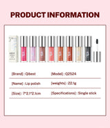 Qibest 8 Colors Moisturizing Diamond Shimmer Glitter Lip Gloss Makeup Sparkling Glitter Liquid Lipstick Pearl Lipgloss Tint