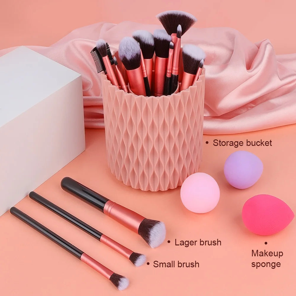 16PCS Professional Makeup Brush Set Premium Synthetic Eyeshadow Contouring Foundation Highlight Setting Powder Eyeliner Blending