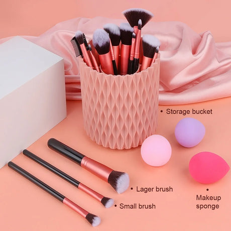 16PCS Professional Makeup Brush Set Premium Synthetic Eyeshadow Contouring Foundation Highlight Setting Powder Eyeliner Blending