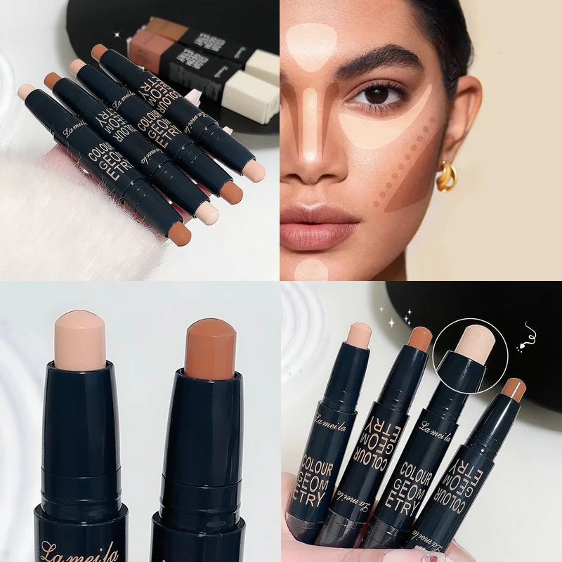 Dual-ended contour stick, facial foundation, concealer, long-lasting dark circles, correcting contour concealer, makeup