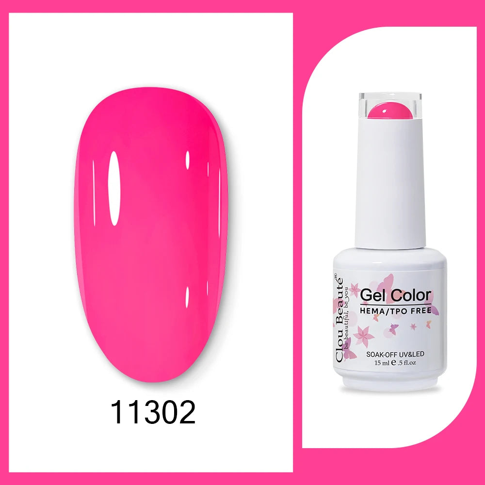 Clou Beaute Gel Color Hema TPO Free 15ml Gel Nail Varnish Soak Off UV Gel Polish Nail Art Manicure Lacquer Nail Art Jelly Gel