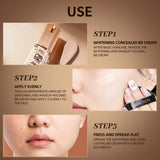 Mercilen Water Glow Long-Lasting Essence Bb Cream Cc Cream 40g, Brightening and Moisturizing Facial Makeup, Long-Lasting Moisturizing Concealer, Evens Out Skin Tone, Natural and Seamless, Suitable for Multiple Skin Tones, Lon