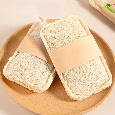 6pcs Natural Loofah Exfoliating Sponges - Gentle Body Scrubber for Shower & Bath, Bamboo Fiber Cleaning Pads