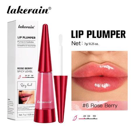 Lakerain Lip Plumper Deep Hydration Long-Lasting Nourishment High-Shine Gloss Shining Voluminous Finish Lip Moisturizing Liquid