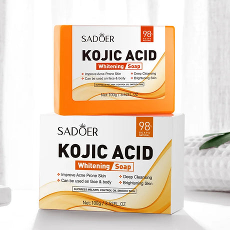 SADOER 100g Kojic Acid Whitening Soap, Handmade Bath Soap, Body Cleansing Antimicrobial Moisturizing and Disinfection Sope
