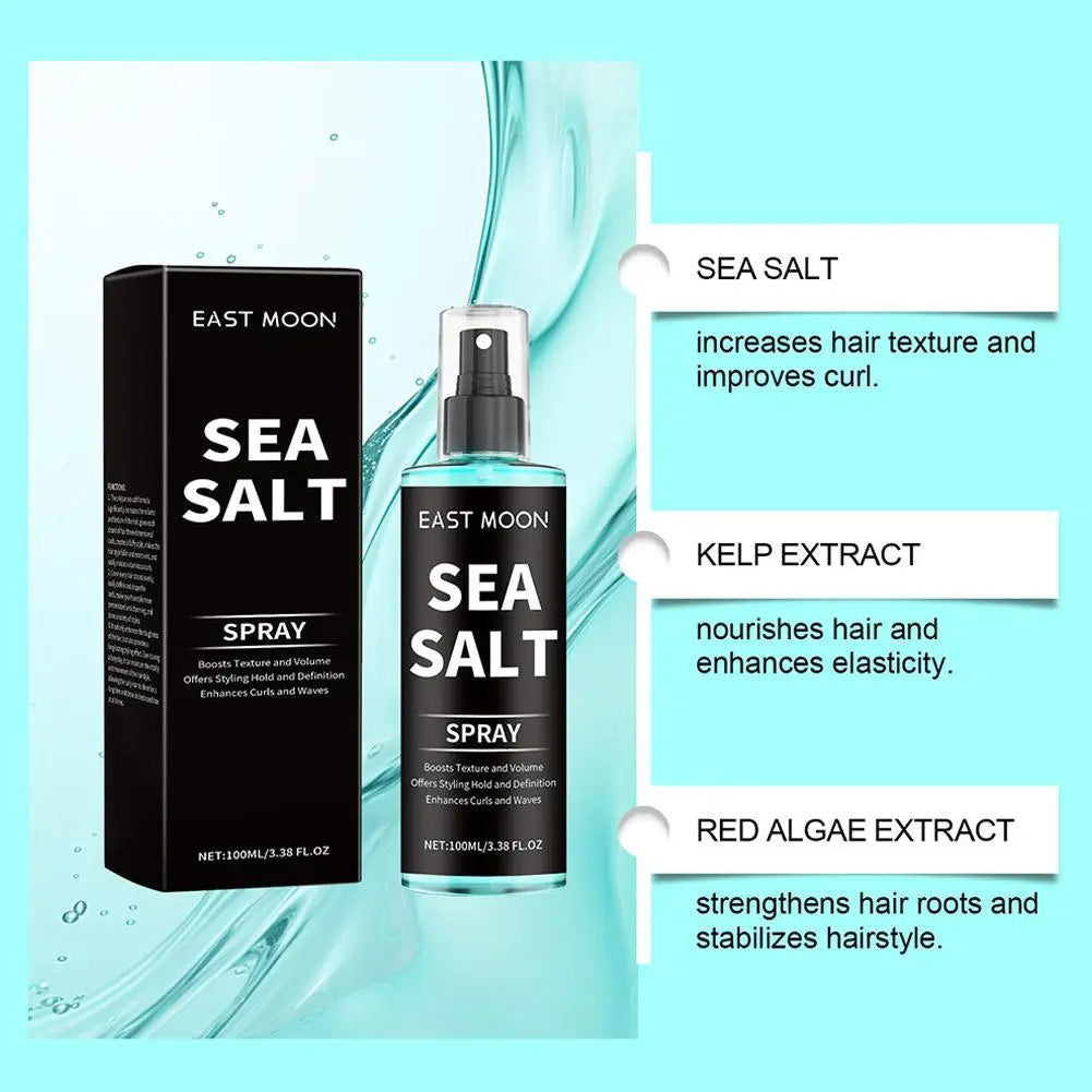 100ml Sea Salt Curling Spray for Hair,Natural Kelp & Red Algae Extract, Natural Texture & Volume, Creates Beachy Curls & Texture