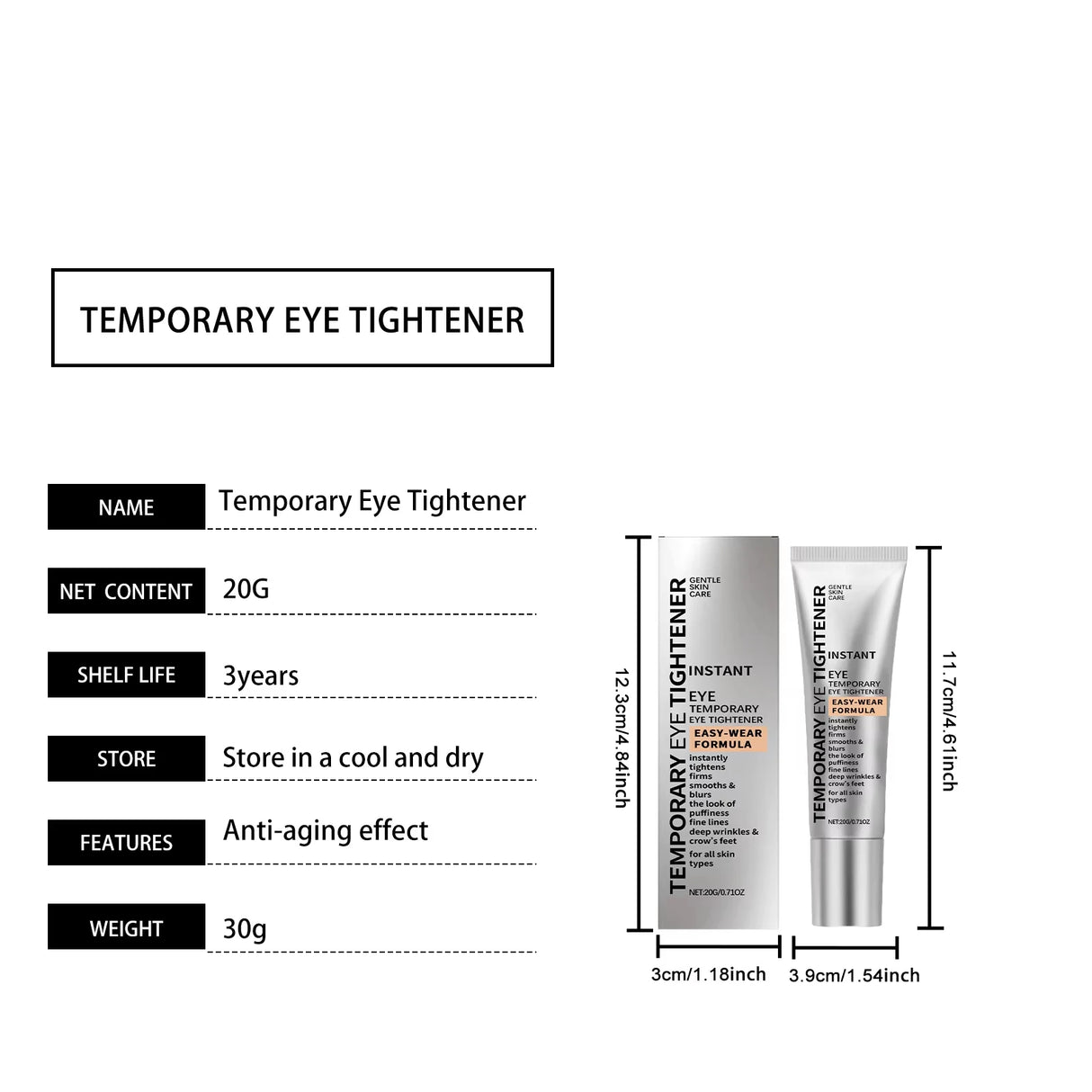 Instant Eye Care Cream With Brush Lasting Moisturizing Firming Smoothing Fine Lines Anti-Aging Eye Bag Removal Skin Care