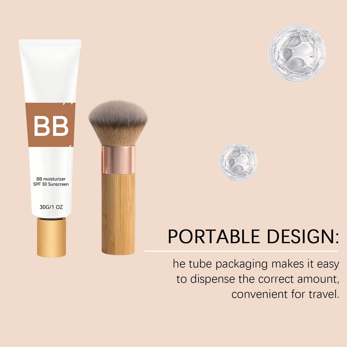 Tinted BB Cream Sunscreen SPF 30++ Full Coverage Invisible Pores Acne Brightening Nude Makeup Waterproof Facial Foundation Kit