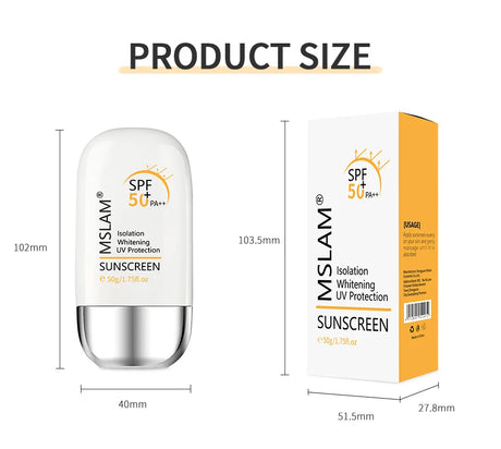 MSLAM Whitening Sun Cream Facial Body Sunscreen Sunblock Skin Protective Cream Anti-Aging Oil-control Moisturizing SPF 50