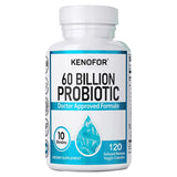 60 Billion CFU Probiotic Capsules with 10 Strains and Organic Prebiotic Fiber, Daily Digestive Wellness Supplement, 120 Count