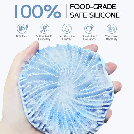 Silicone Body Scrubber Shower Brush Exfoliating Shower Scrubber with Non-Slip Hand Strap Silicone Body Buffer for Use in Shower