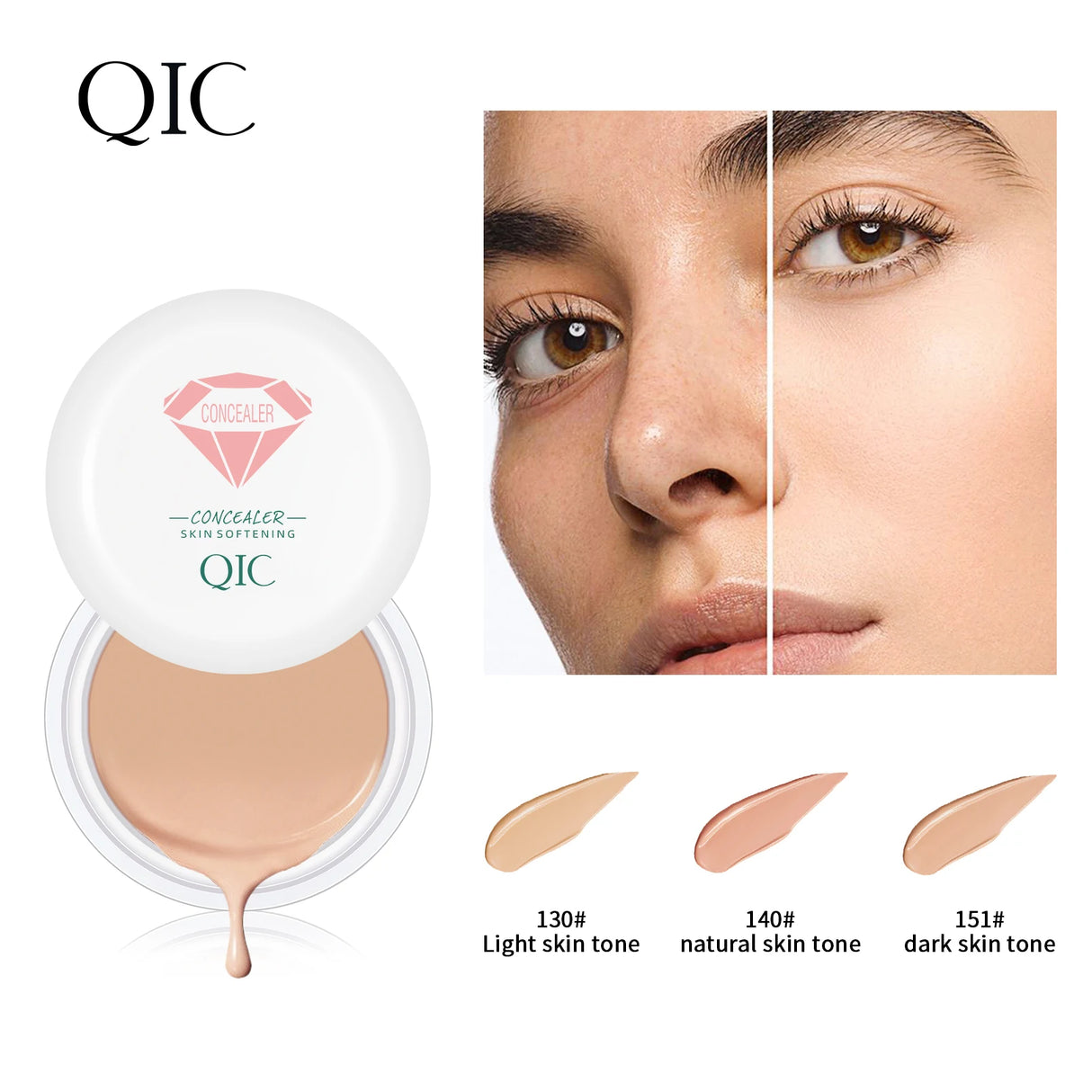 QIC Waterproof & Sweatproof Concealer Cream - Tattoo coverage, Long-Lasting Foundation, Natural,Full coverage, All Skin Types