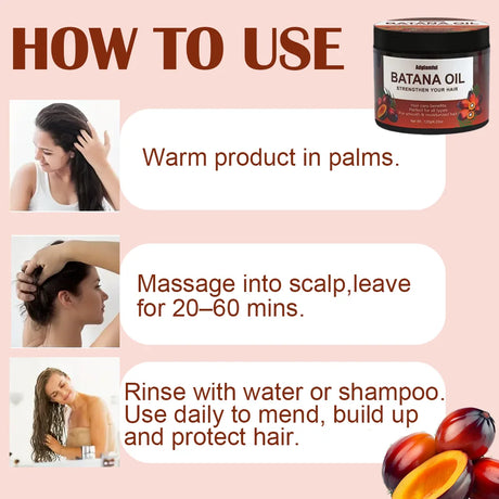 Batana Oil 120g Hair Care - 5s Smooths Frizz, Deep Nourishment, Lightweight & Non-Greasy, No-Rinse Hair Oil