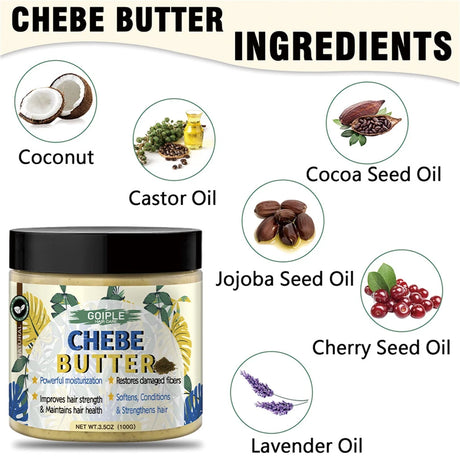 GOIPLE Chebe Butter,Hair Mask,Moisturizing & Nourishing Chebe & Rosemary Growth Oil Rose Curl Defining Cream Hair Curl Enhancer