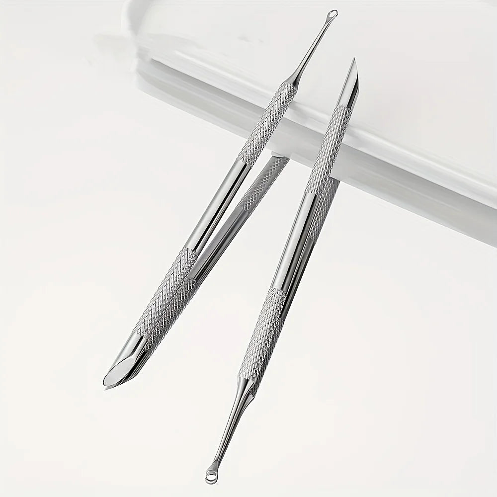 Stainless Steel Multi-Functional Dead Light Beige Remover & Cuticle Pusher Portable Nail Care Tool for Manicure Pedicure