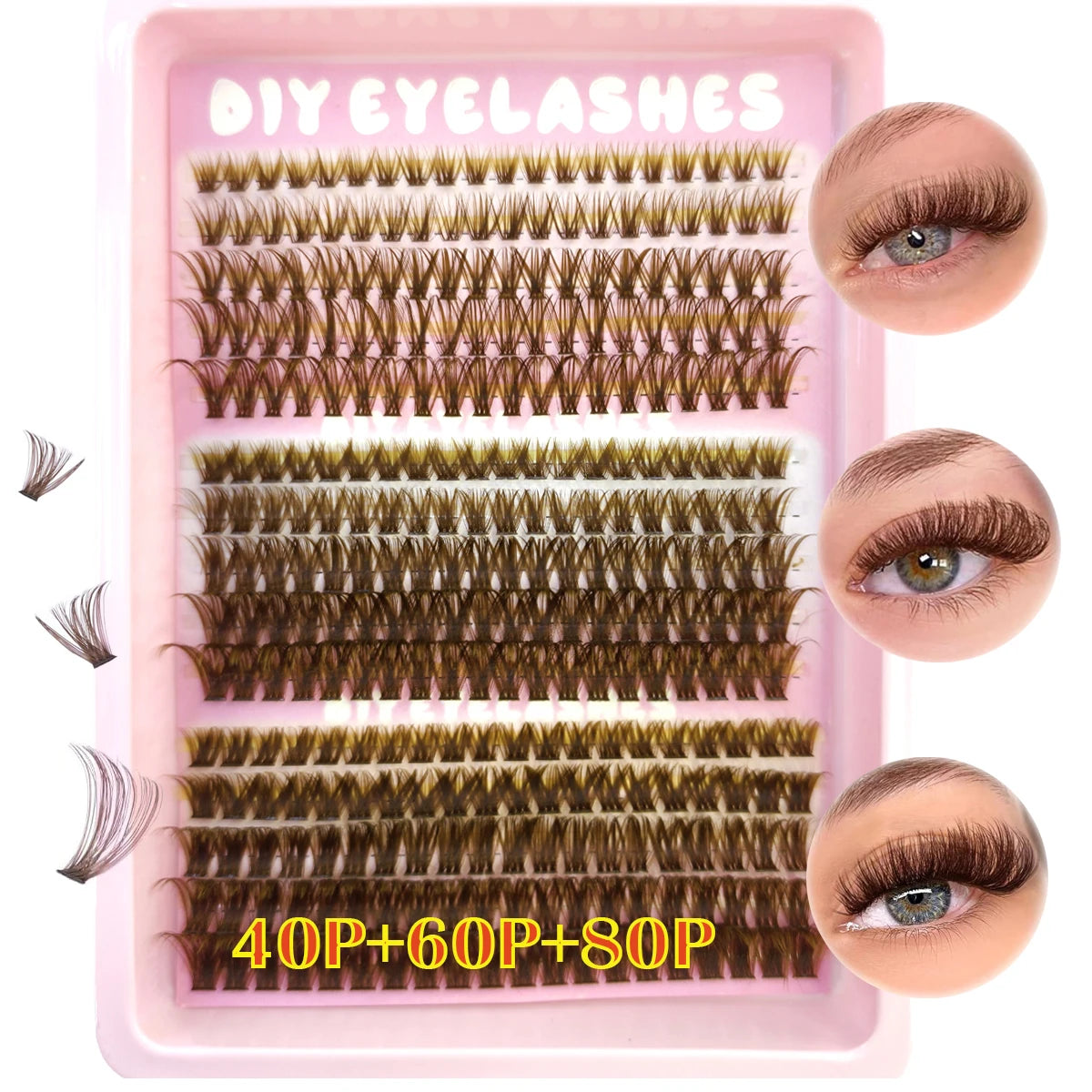 AMSDCN  40P-120Pnaturally 240 clusters  Spikes Brown eyelash clustersfaux cils eyelash extensions Wispy Lashes