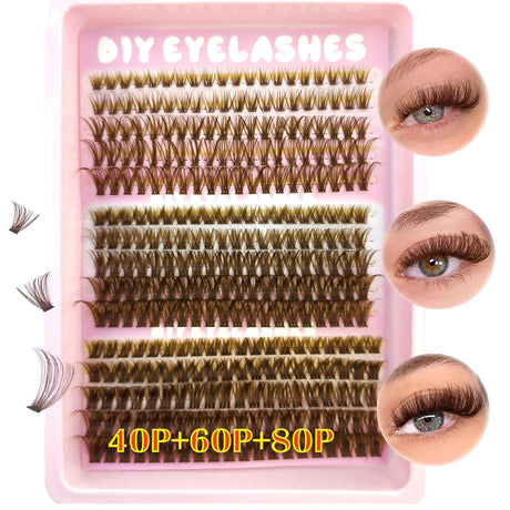 AMSDCN  40P-120Pnaturally 240 clusters  Spikes Brown eyelash clustersfaux cils eyelash extensions Wispy Lashes