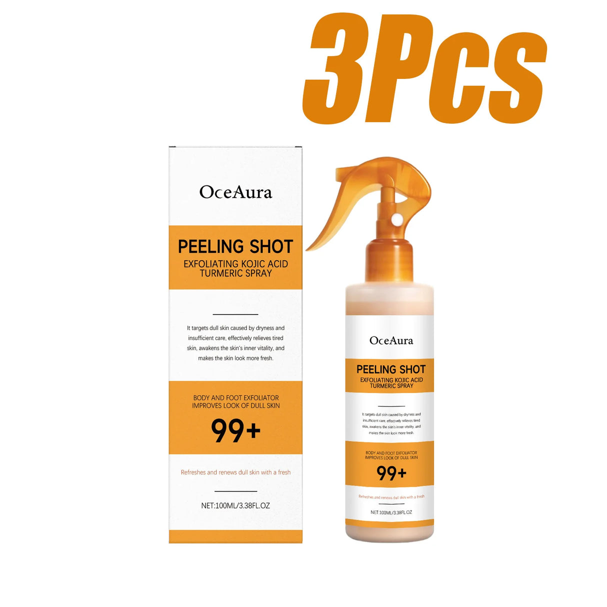 Exfoliating Kojic Acid Turmeric Spray Gently Peeling Solution Hydrating Skin Brightening Mist for Smooth Skin Back & Foot Care