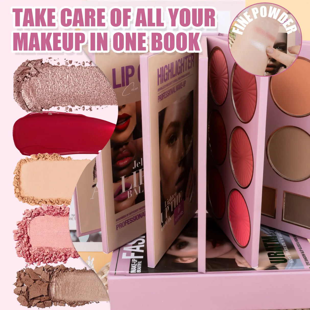 Eye Shadow Palette Five-page Flipbook Matte Pearlescent Lasting Non-smudge Multi-function Blush Contouring Highlighter Makeup