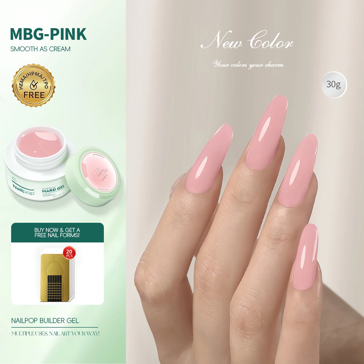 Nailpop Milky Smooth Builder Gel 30/100g for Nail Extension Long Lasting Quick Building UV Gel Soak Off Nail Art Design DIY