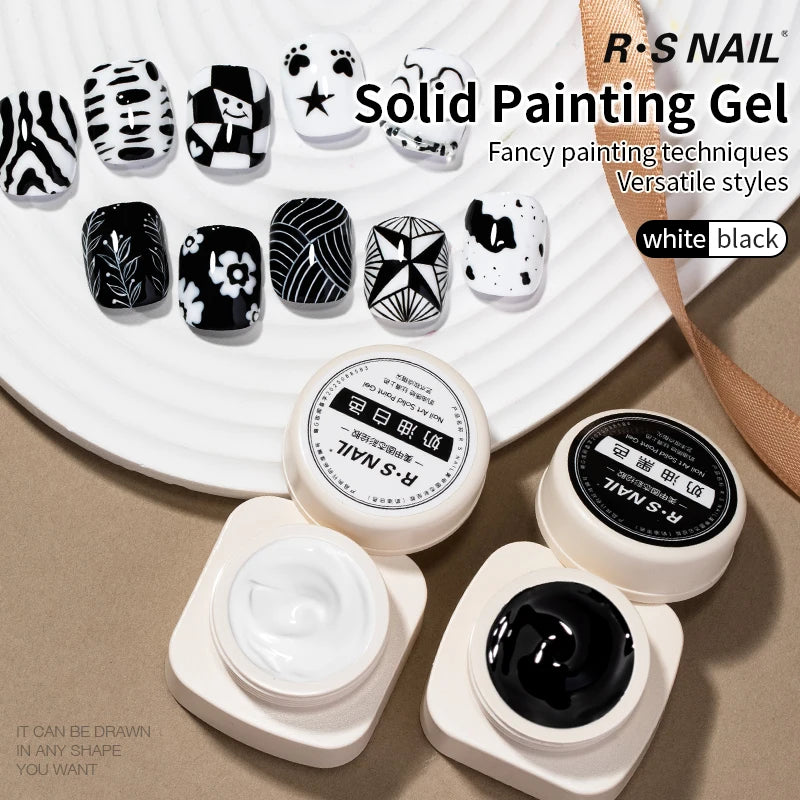 RS NAIL 5g Painting Gel Nail Polish Black White Nail Painting Art Gel Line Flower Drawing Gel Semi-solid UV LED Soak Off Varnish