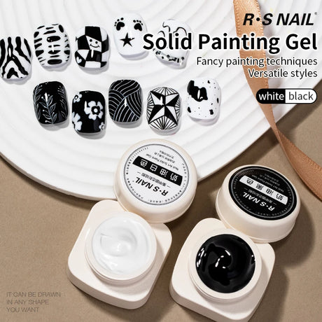 RS NAIL 5g Painting Gel Nail Polish Black White Nail Painting Art Gel Line Flower Drawing Gel Semi-solid UV LED Soak Off Varnish