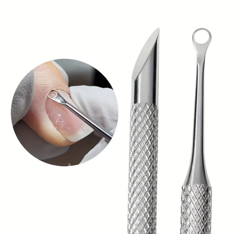 Stainless Steel Multi-Functional Dead Light Beige Remover & Cuticle Pusher Portable Nail Care Tool for Manicure Pedicure