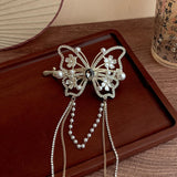New Butterfly Tassel Pearl Grab Clip Twist Clip Is A Fashionable And Versatile Chinese-style Hair Accessory Hair Clips