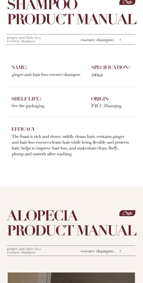 500ml Ginger Anti-Hair Loss Shampoo Long-lasting Fragrances Shampoo Deeply Moisturizing Smooth Set With Comb Gift