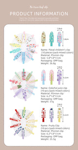 10pcs Candy Color Fruit Hair Bang Clip Summer Hairpin No Crease Hair Side Clamp For Girls Beauty Styling Accessories Set