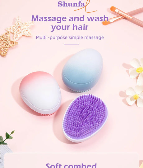 1 pcs Mini Detangling Hair Brush Gradient Egg Round Shape Tangle Hair Brushes Soft Hairbrush Salon DIY hair styling tools
