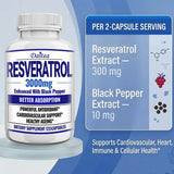 Resveratrol Supplement Capsules - Anti-Aging, Cardiovascular & Joint Support, Skin Health