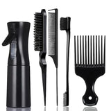 5Pcs Hair Styling Tool Set with Spray Bottle, Afro Pick Comb, Edge Brush, Tail Comb for Curly & Natural Hair