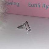 1pcs Silver Color Wing 316L Stainless Steel Ear Bone Nail for Women New Fashion Full of Rhinestone Earrings Accessories for Ear