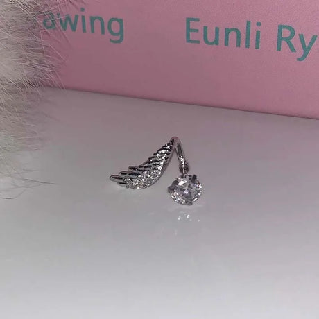1pcs Silver Color Wing 316L Stainless Steel Ear Bone Nail for Women New Fashion Full of Rhinestone Earrings Accessories for Ear