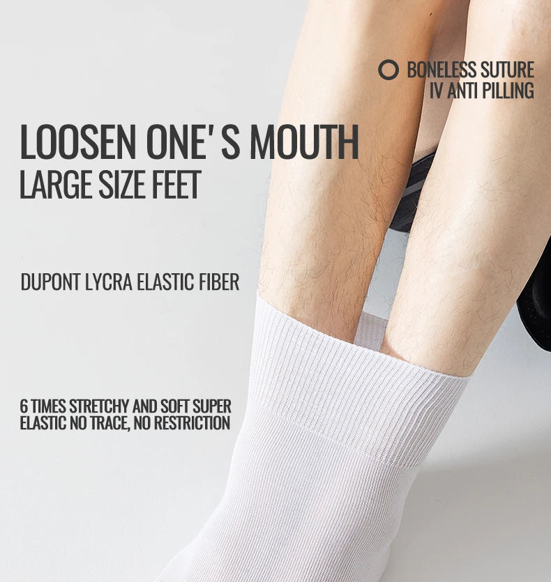 MiiOW Big Size Sock Men Pure Cotton Sock Anti Odor Fat Feet Elastic Widened Loose Sock Compression Sock Elderly Non-Binding Sock