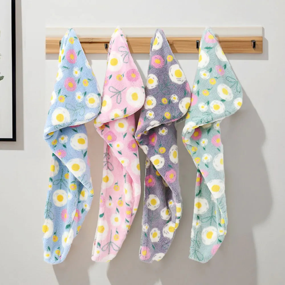 1 Piece of Flower Patterned Dry Hair Towel, Soft and Absorbent, Cute and Charming Dry Hair Cap, Easy to Wear and Not Easy to Fal