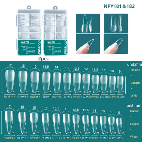 Nailpop 120pcs/box Gel X Nail Tips Medium Short Shape Almond/Square/Soft Gel Nail Tips False Nails Soak Off Easy Nail Extensions