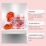 Strawberry Curl Defining Gel Strong Hold Styling Product For Curly Wavy Hair Long Lasting Volumizing Nourishing Wash Free