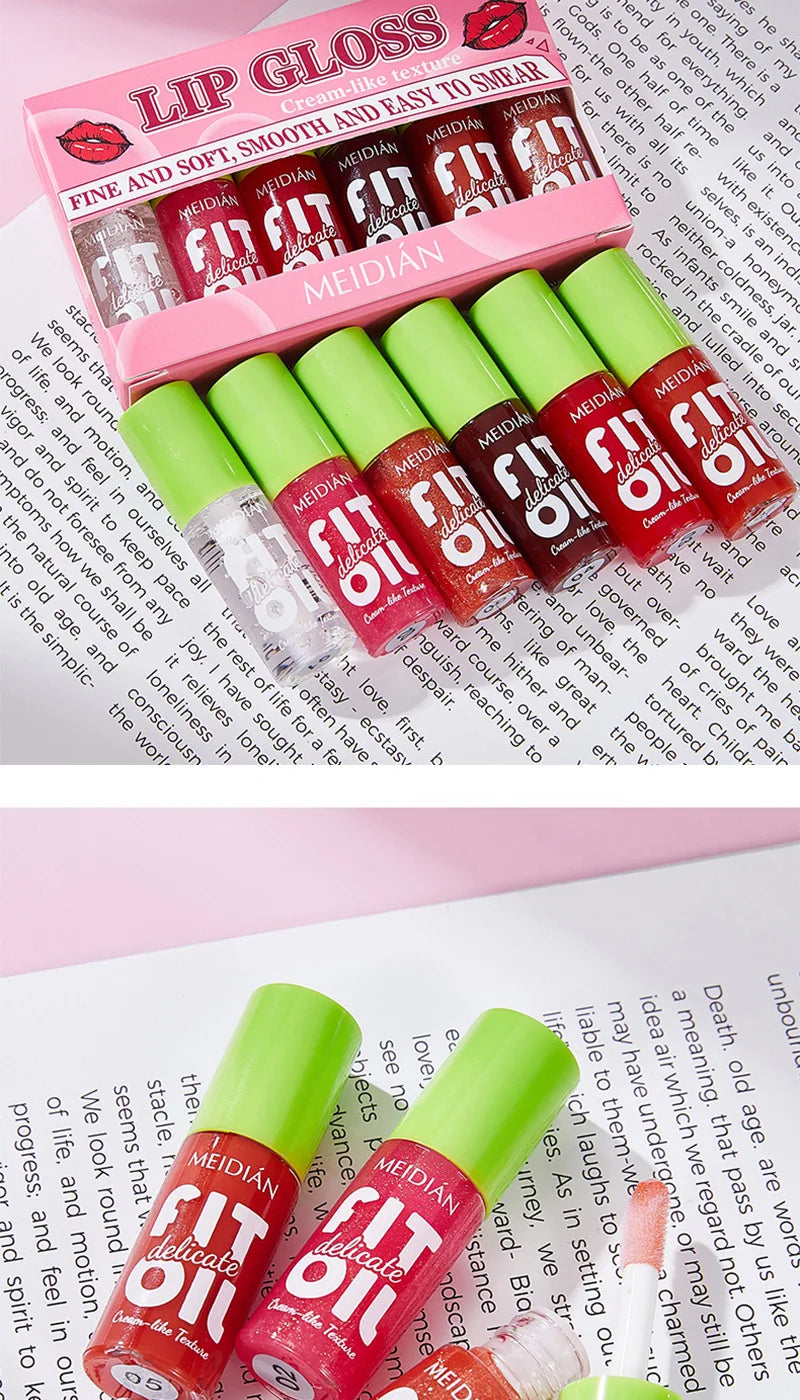 6Pcs Lip Oil Gloss Set, Hydrating High-Shine Non-Sticky Lip Gloss, Moisturizing Clear Pink Red Tint, Travel Makeup Gift