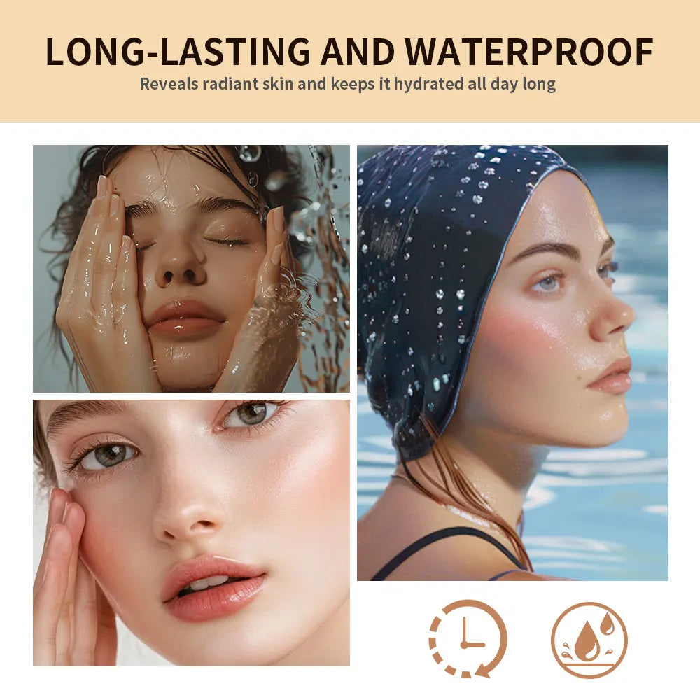 Dewy Glow Cream Cushion Foundation Hydrating 24H Long Lasting Moisturizer Natural Light Coverage Radiant Skin Finish Daily Portable Face Makeup Cosmetic