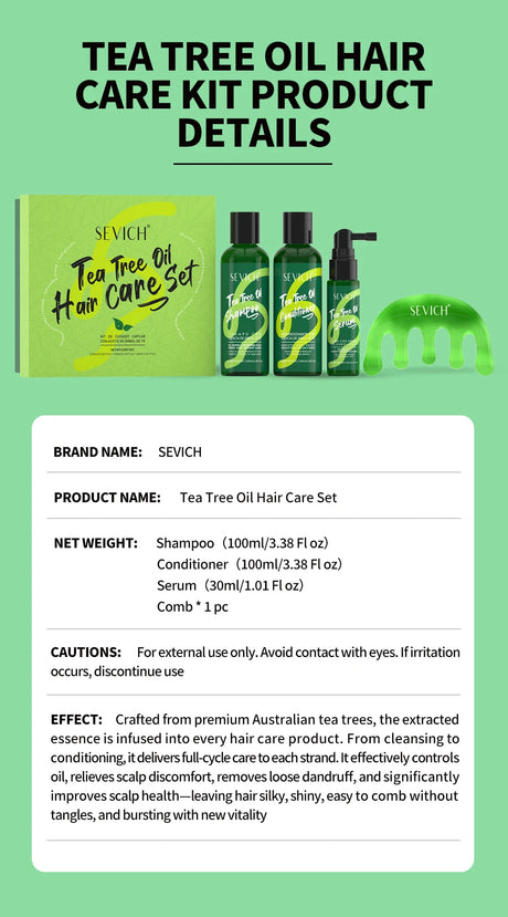 Tea Tree Essence Shampoo Hair Conditioner Set Deep Cleaning Moisturizing Scalp Strengthening Nourish Shiny Anti Hair Loss Care