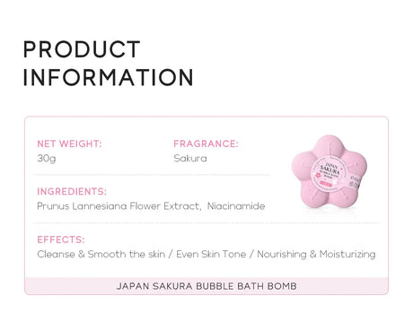 LAIKOU Japanese Sakura Bath Bubble Explosion Bath Salt for Body Cleansing Moisturizing 30g