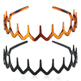 2pcs/set Black amber wave long teeth headband Anti-fall resin plastic with teeth non-slip headband for men and women face wash h