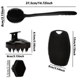 7/4/3Pcs Shower Body Care Set Long Handle Silicone Back Brush Hair Scalp Massager Exfoliate Face Roller Gua Sha Massage Tools
