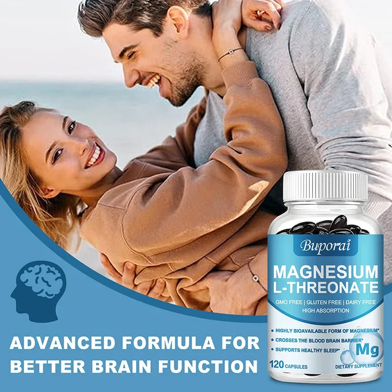 Magnesium L Threonate - Focus and Memory Enhancer, Supports Nerve Function, Muscle Strength, Bone and Joint Health