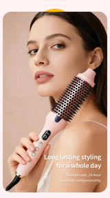 Fluffy Comb Straight Hair Curling and Straightening Dual Purpose Curling Brush PTC Heating Red Light Hair Care Curling Iron