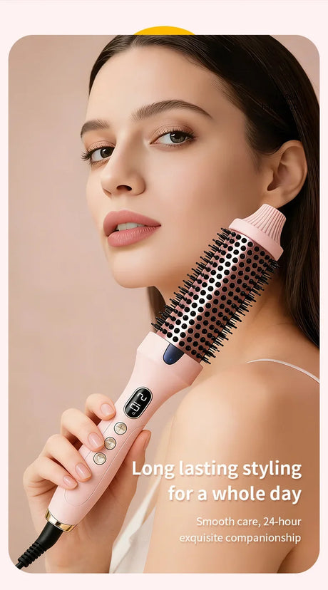 Fluffy Comb Straight Hair Curling and Straightening Dual Purpose Curling Brush PTC Heating Red Light Hair Care Curling Iron